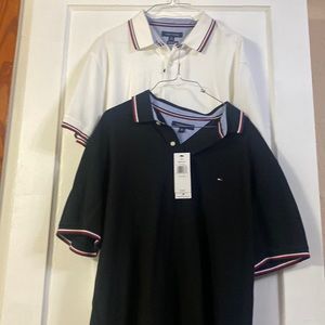 2 Tommy T-shirts, white used once and a new back one with tags on it!!